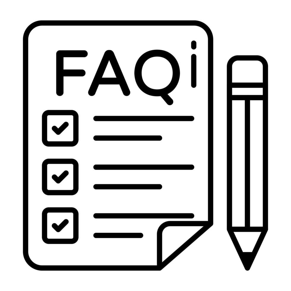 An editable designLinear iconof faq list vector