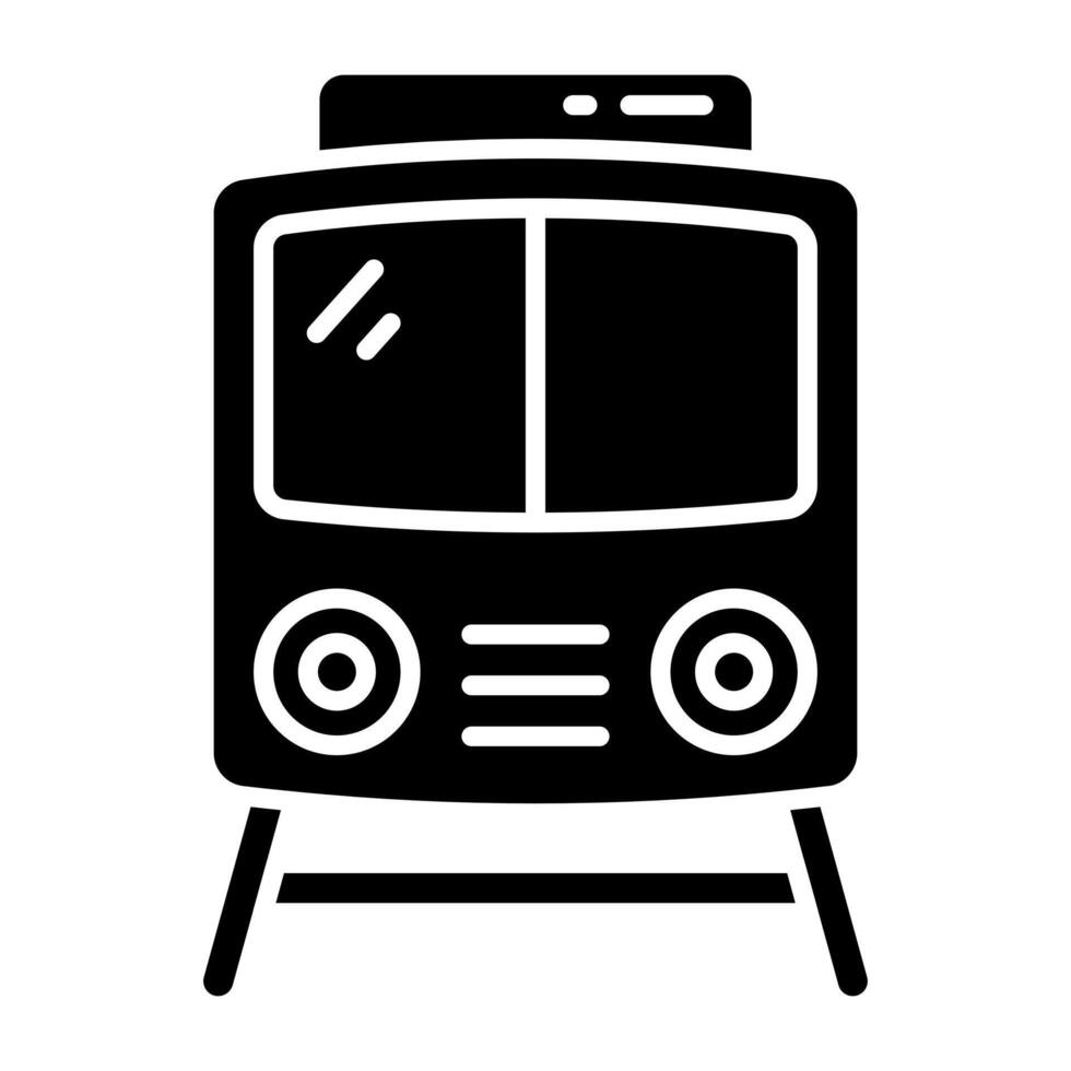 Premium solid icon of train vector