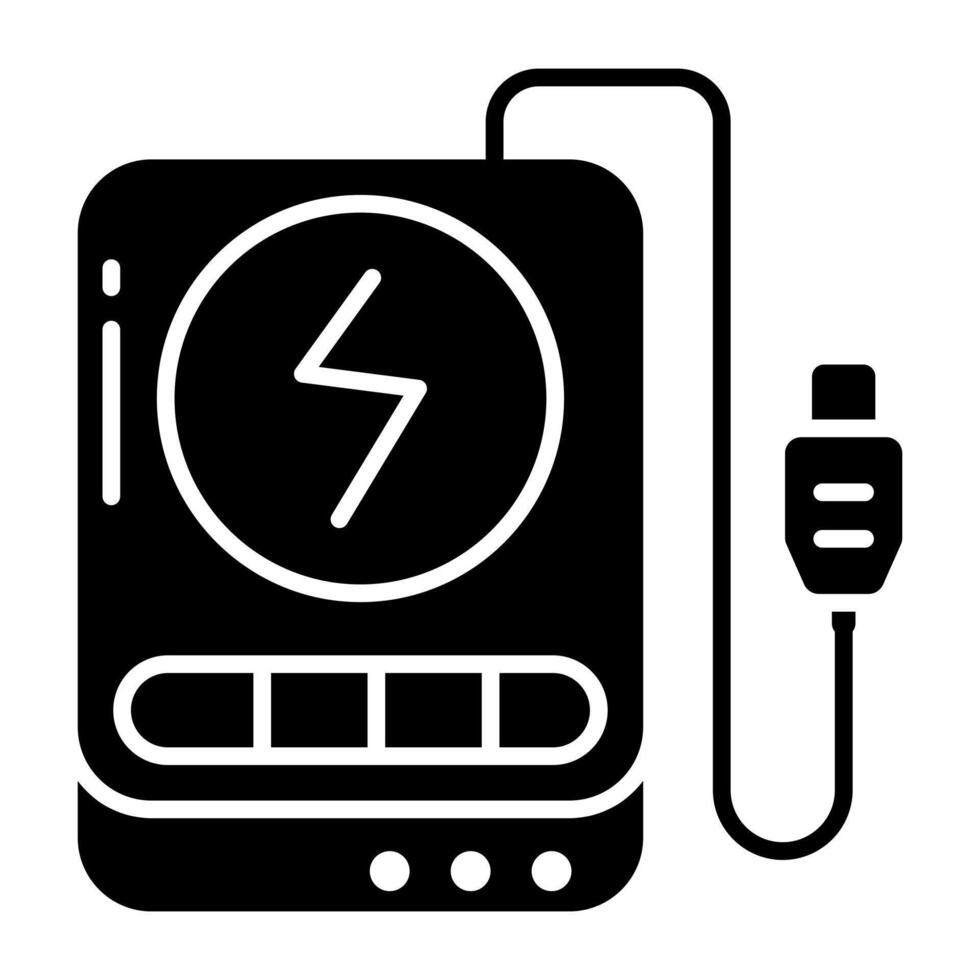 A unique solid design icon of power bank vector