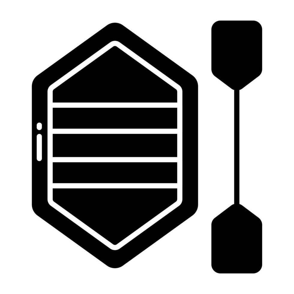 A Glyph design icon of rubber boat vector