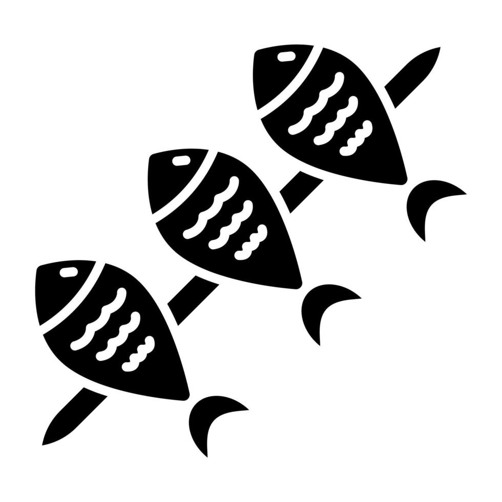 solid design icon of fish skewer vector