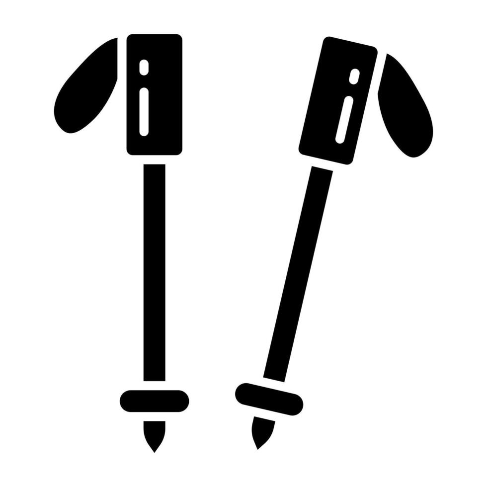 A unique solid design icon of ski poles vector