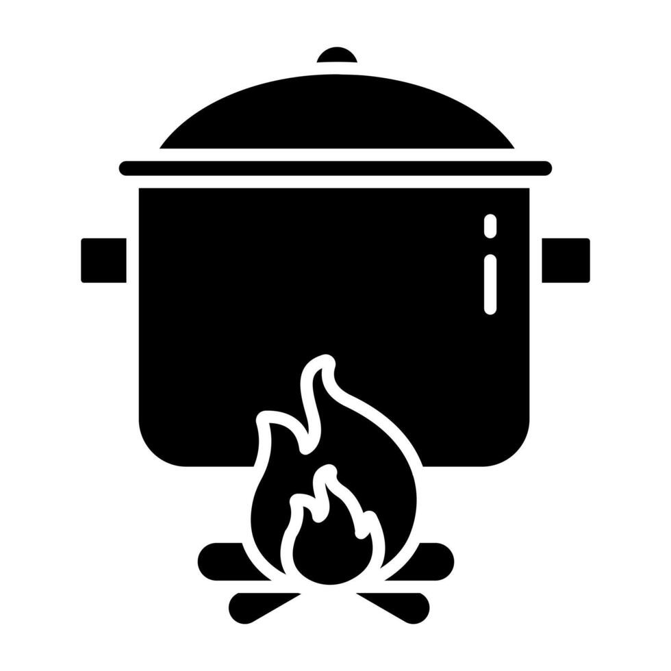 Creative solid icon of outdoor cooking vector