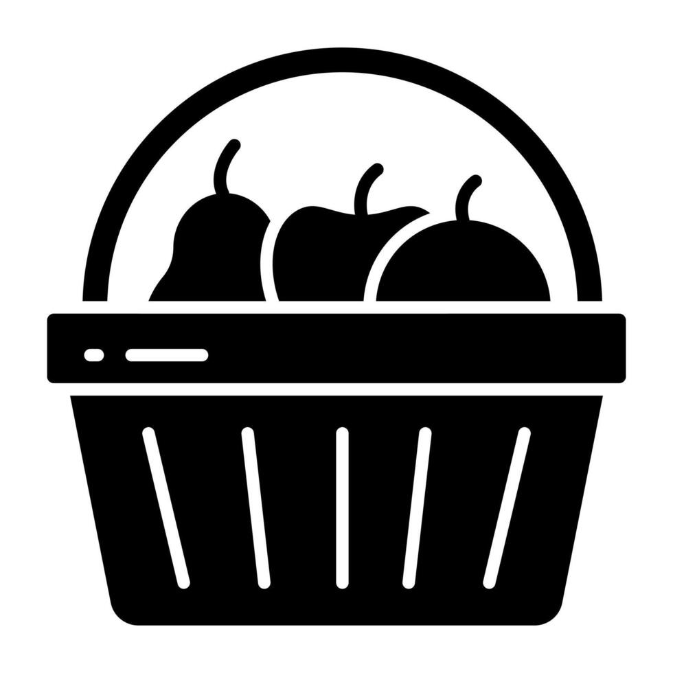 Conceptual solid design icon of fruits basket vector
