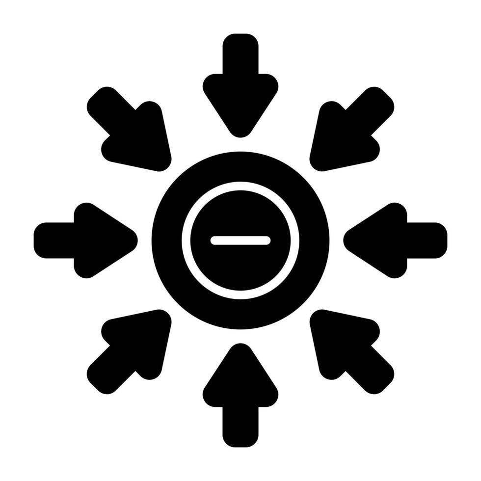 Conceptual solid design icon of negative ion vector