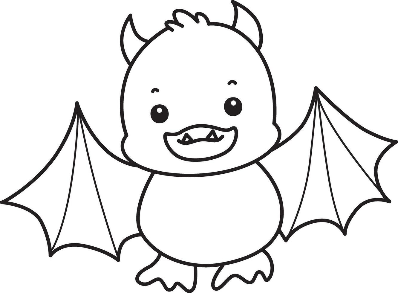 Outline of duck wearing a bat costume. Coloring pages of Funny baby Duck animal series. vector