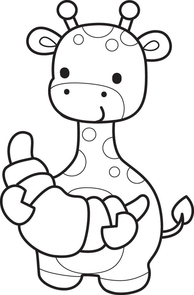 Outline of giraffe bring a bread. Coloring pages of cute giraffe. vector