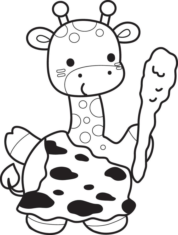 Outline of giraffe like an ancient. Coloring pages of cute giraffe. vector
