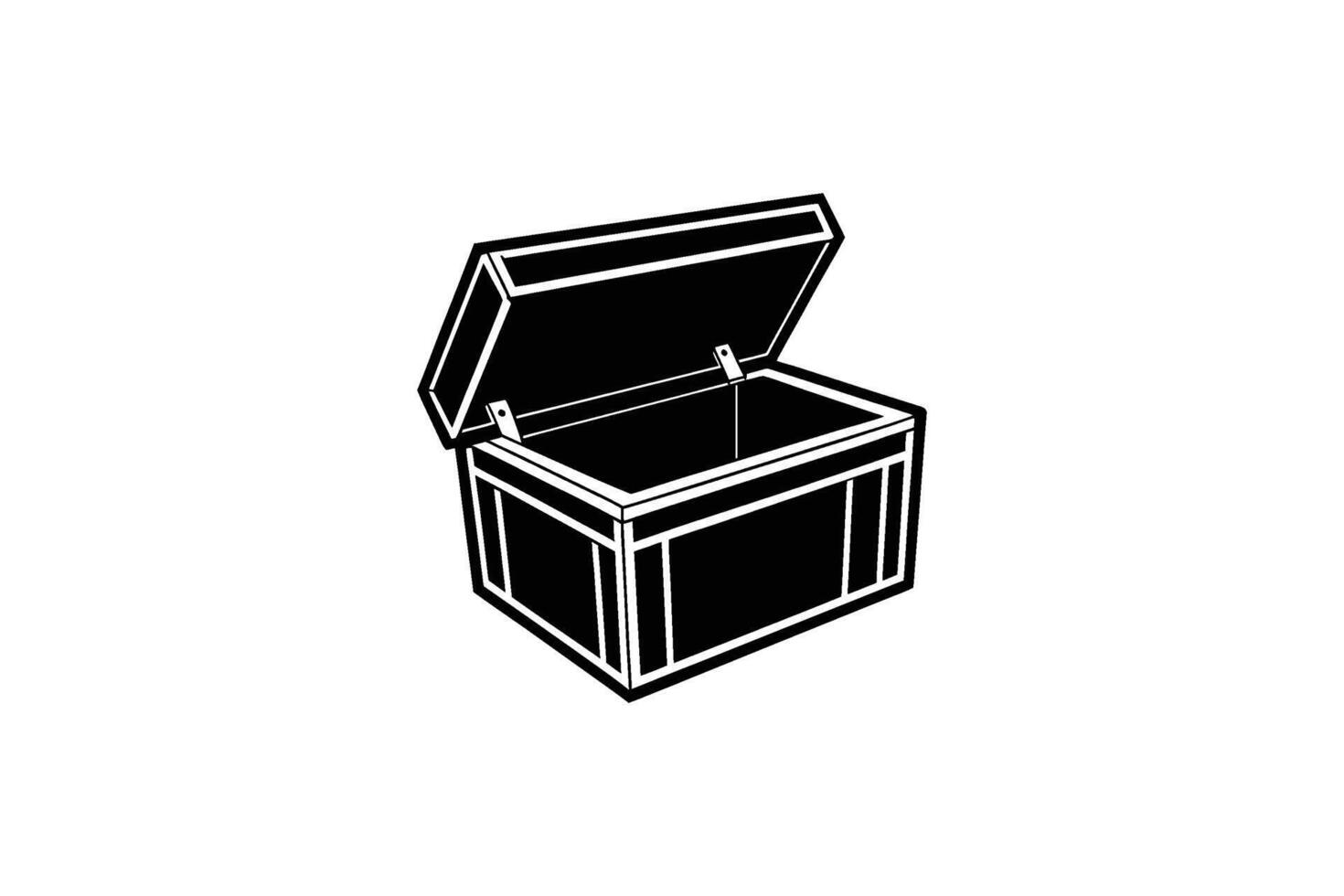 A black and white illustration of a chest vector