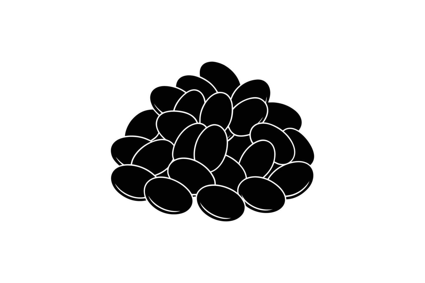 A black and white illustration of a pile of beans vector