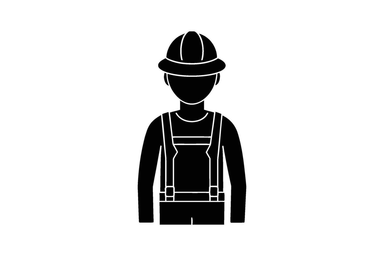 A black and white silhouette of a man in overalls vector