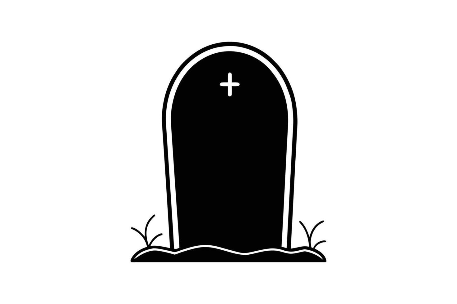 A black and white illustration of a tombstone vector