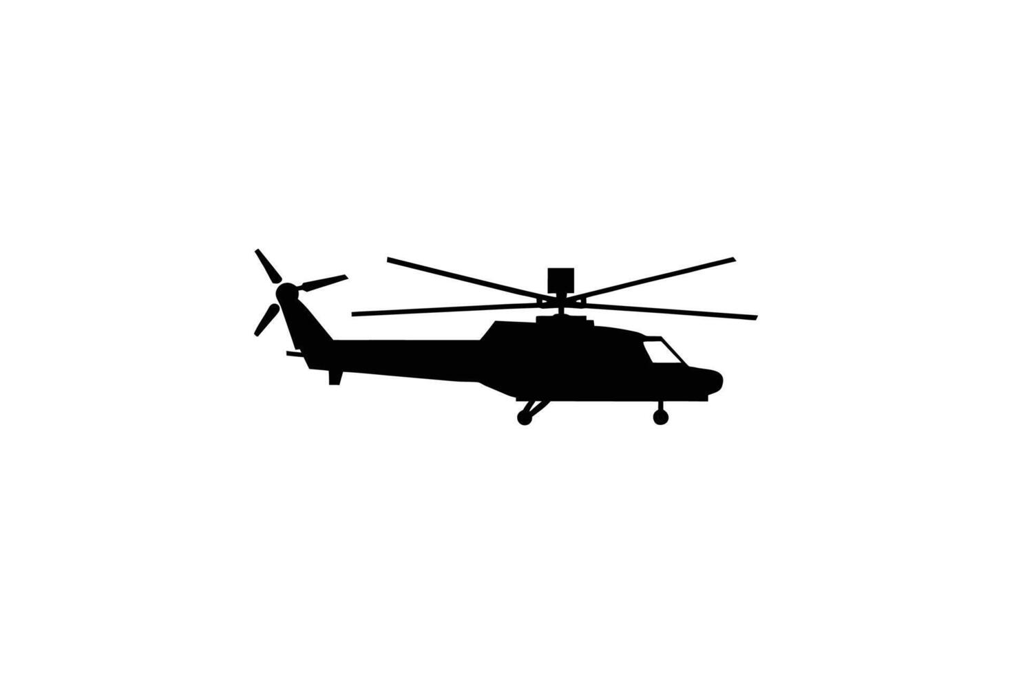 A black and white silhouette of a helicopter vector