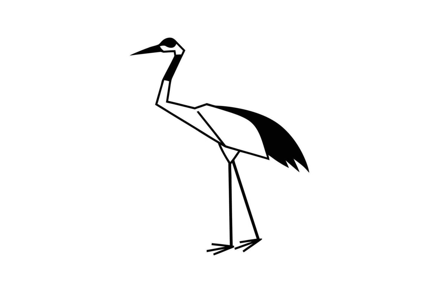 A black and white drawing of a crane vector