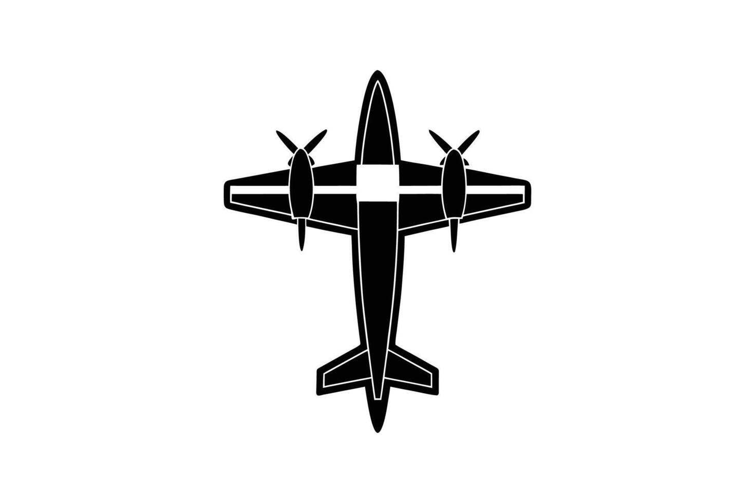 A black and white drawing of a plane vector