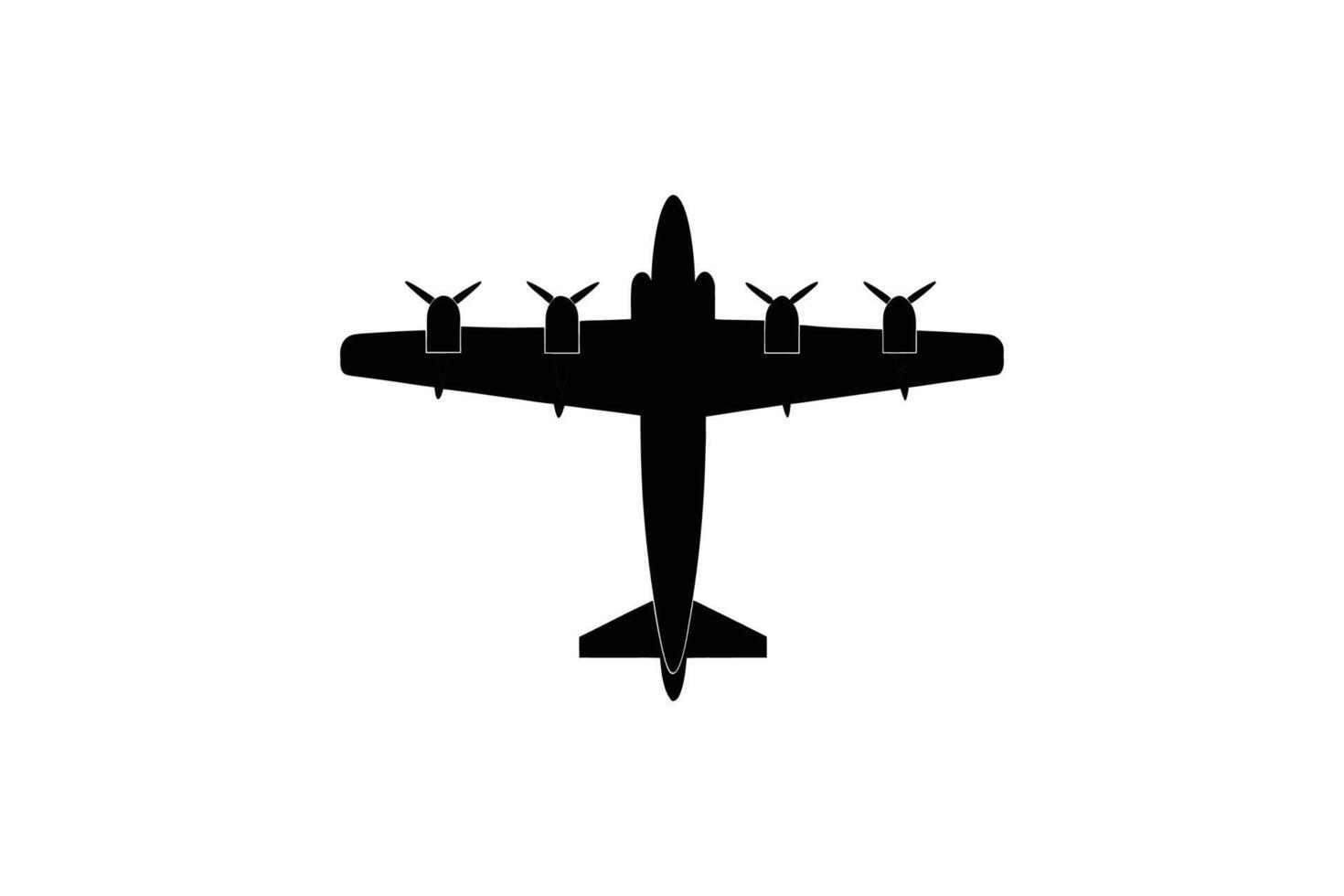 A black and white illustration of a plane vector