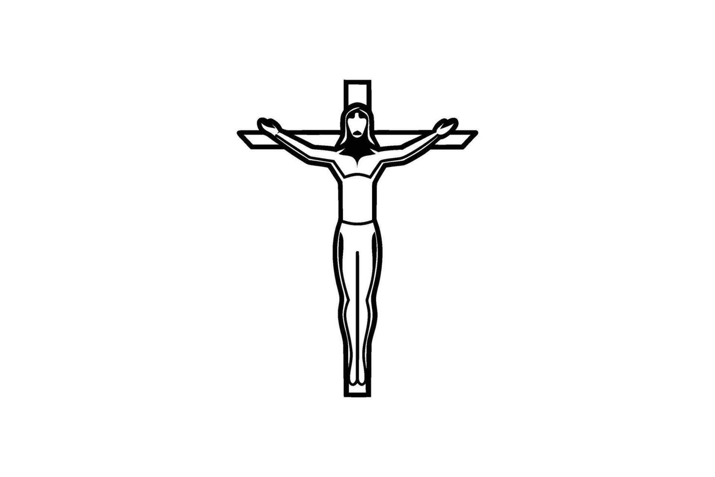 A black and white drawing of a man on the cross vector