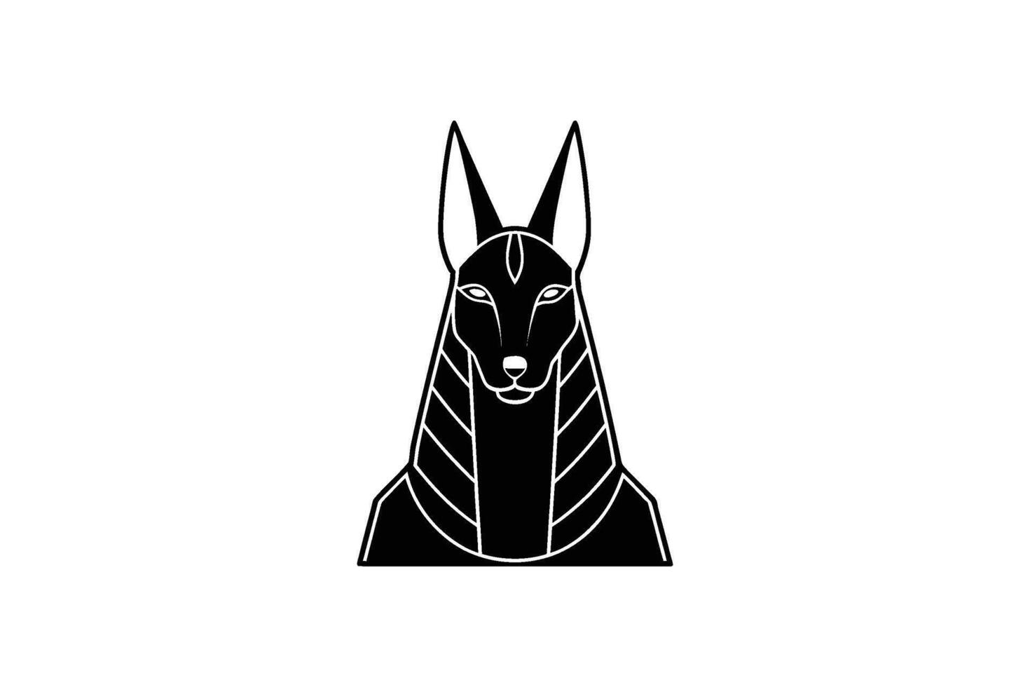Anubis head icon in black and white vector