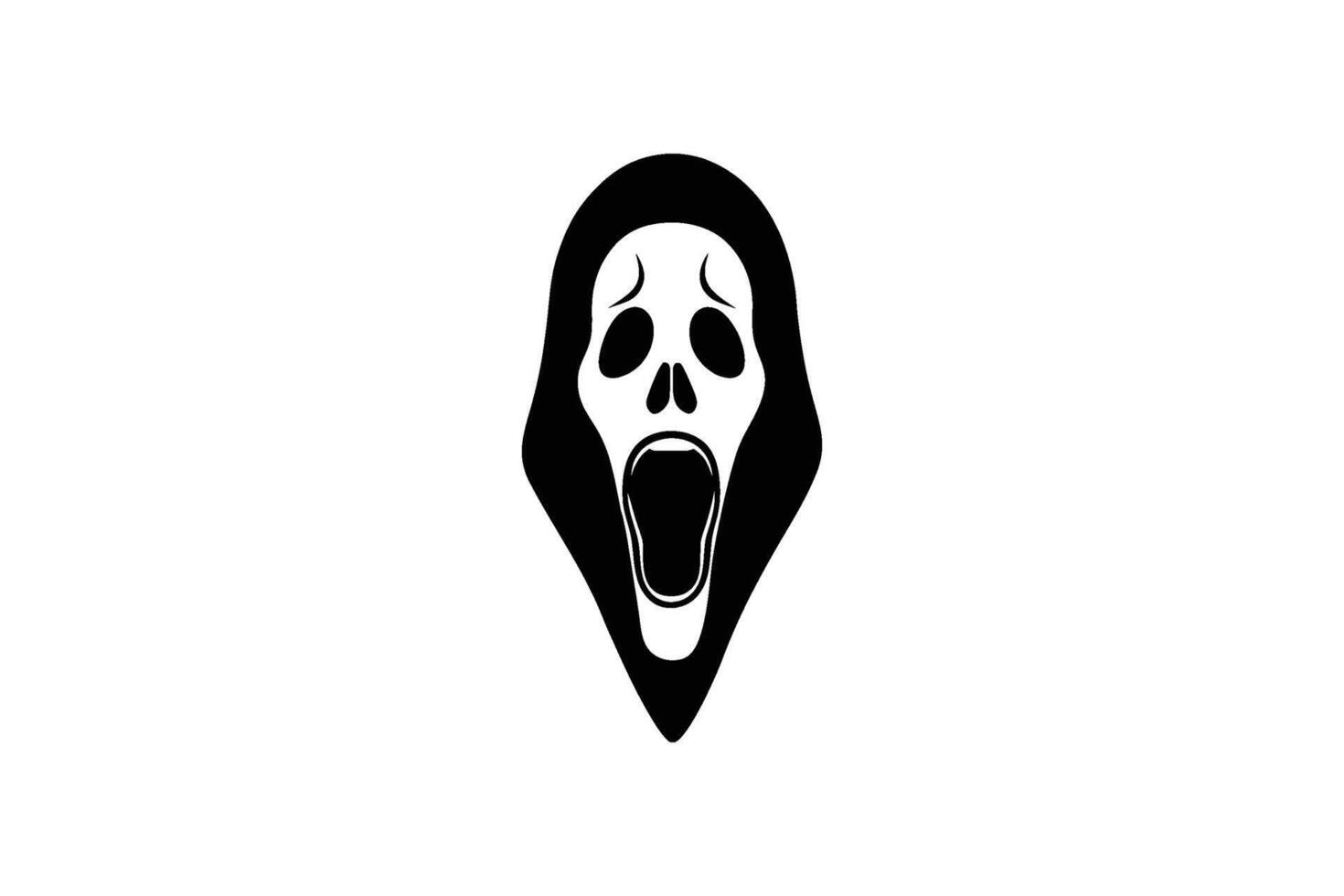 A black and white silhouette of a scream face vector