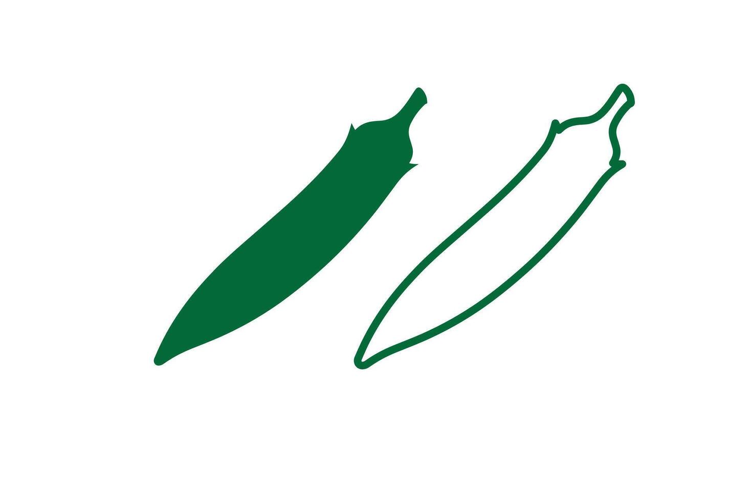 Two green peppers on a white background vector