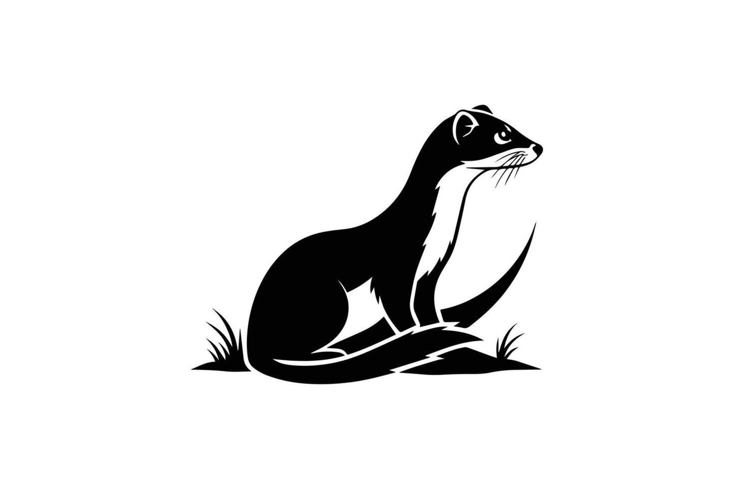 A black and white logo of a weasel vector