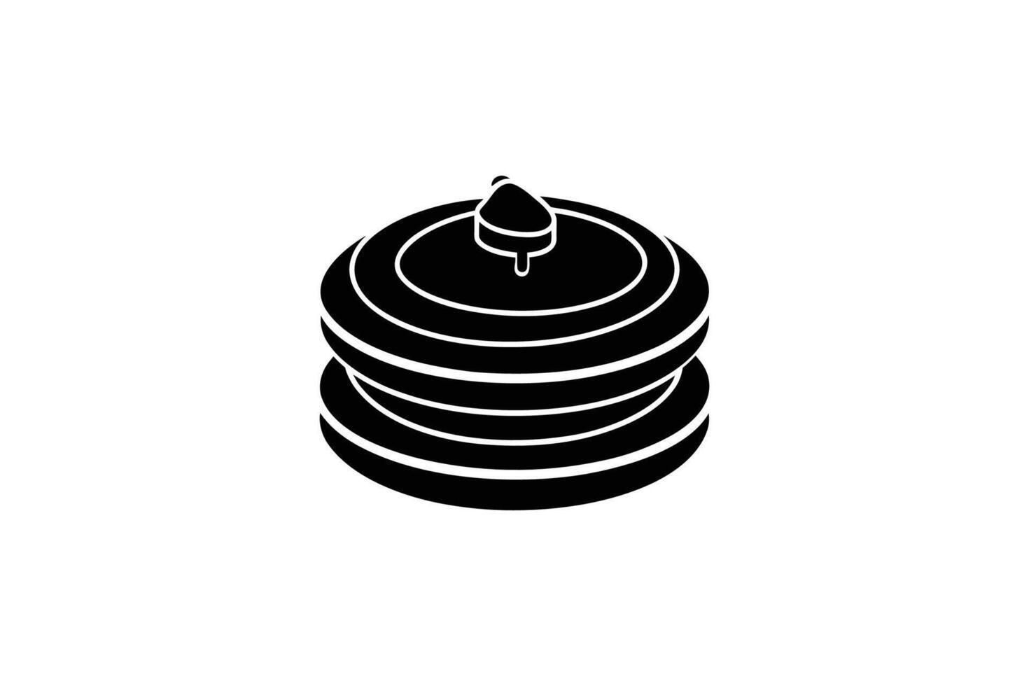 A black and white illustration of a stack of pancakes vector