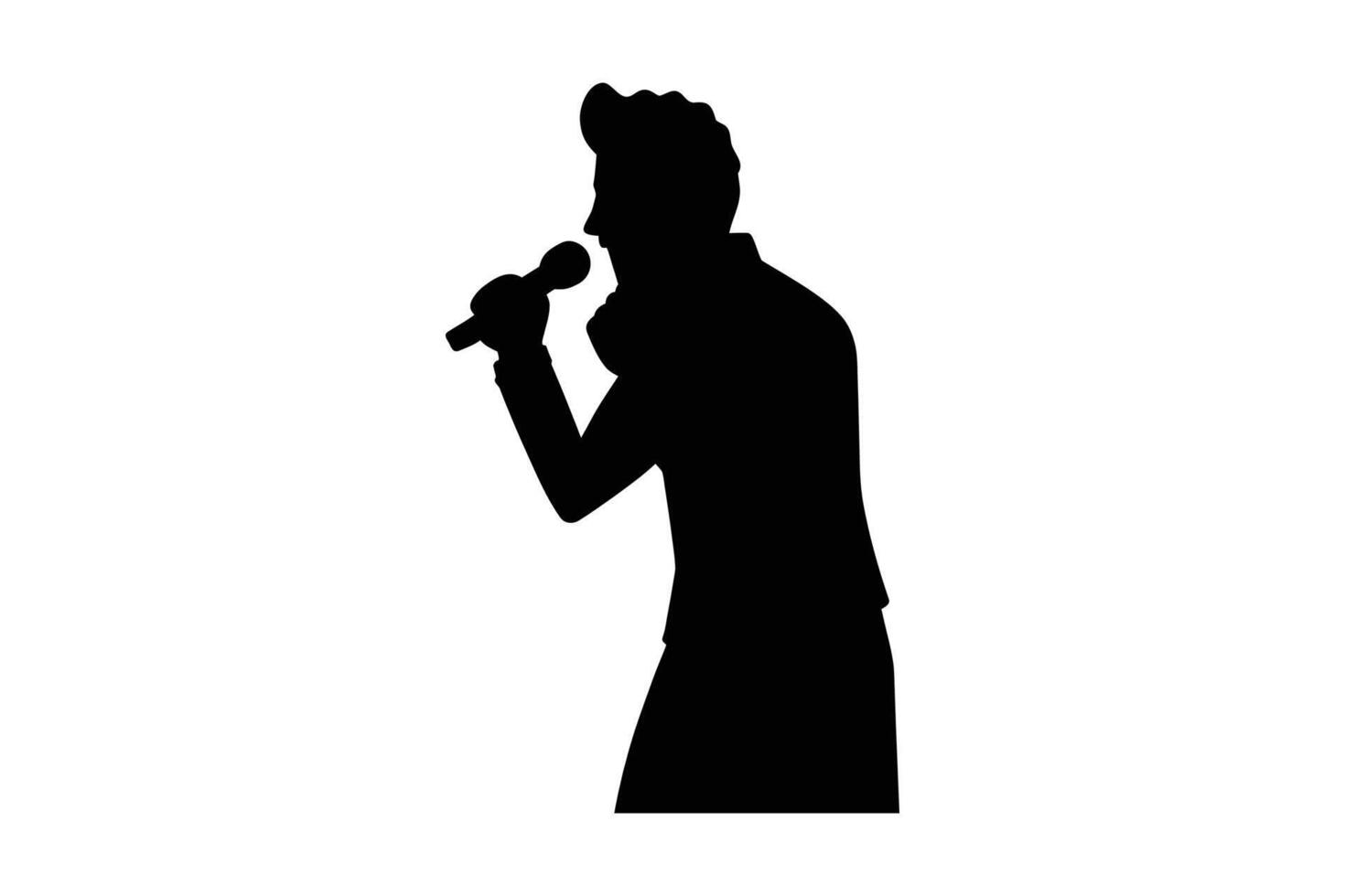 A silhouette of a man holding a microphone vector