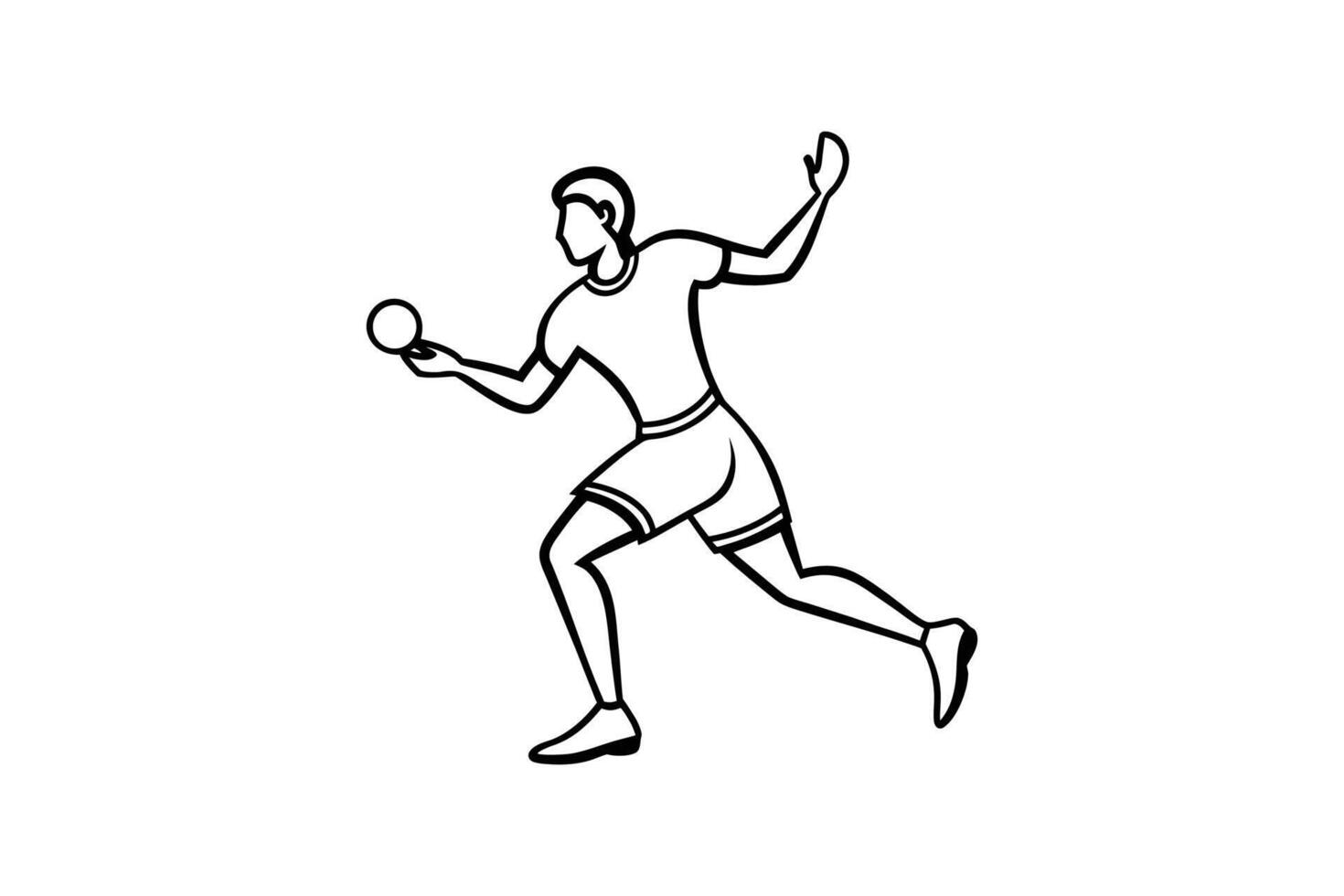 A black and white drawing of a man playing table tennis vector