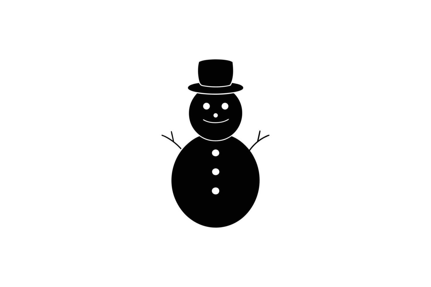 A black and white snowman with a top hat vector