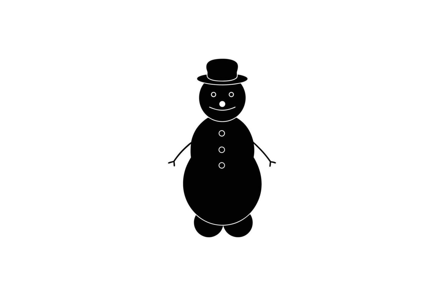 A black and white illustration of a snowman vector