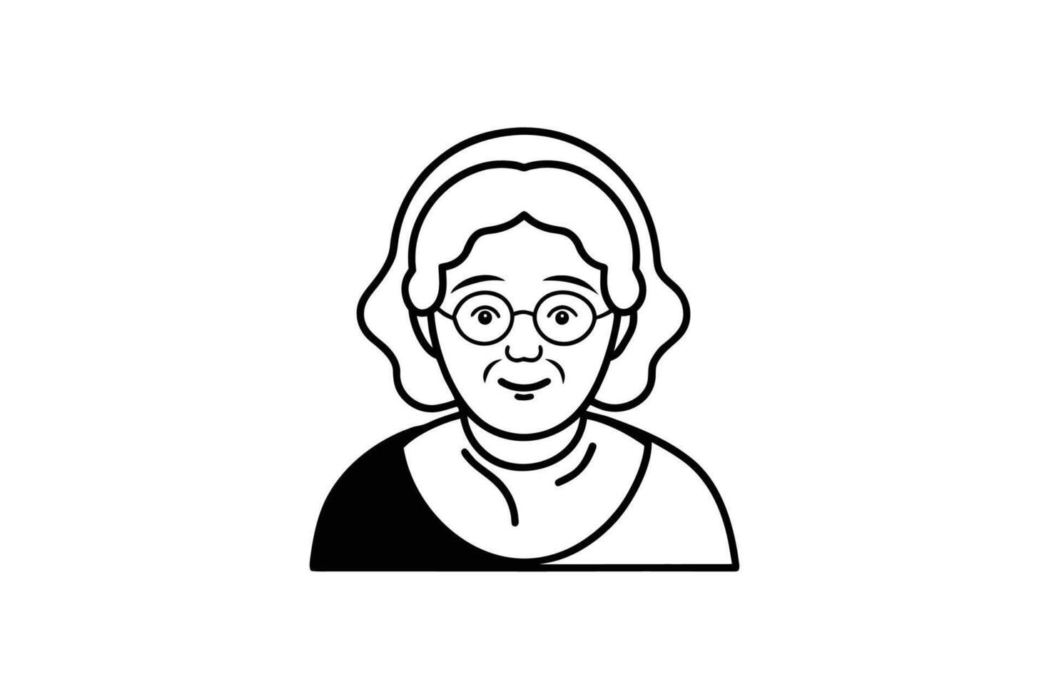 An old woman with glasses and a hat vector
