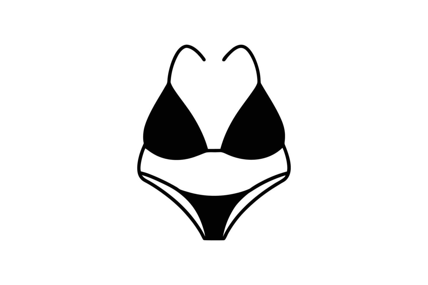 A black and white illustration of a bikini vector