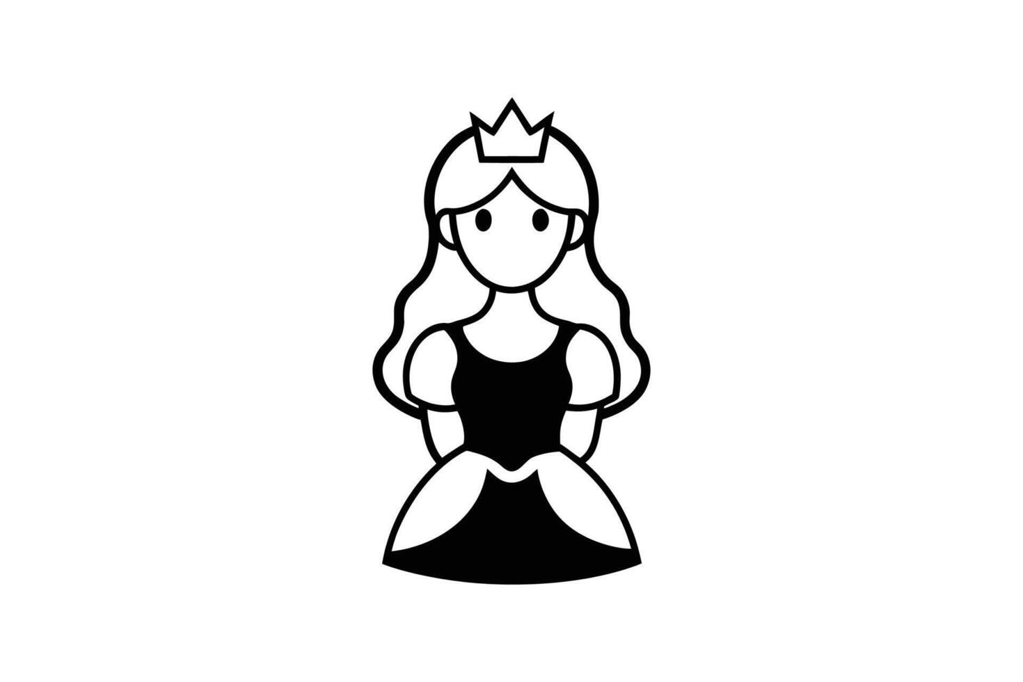 A black and white illustration of a princess vector