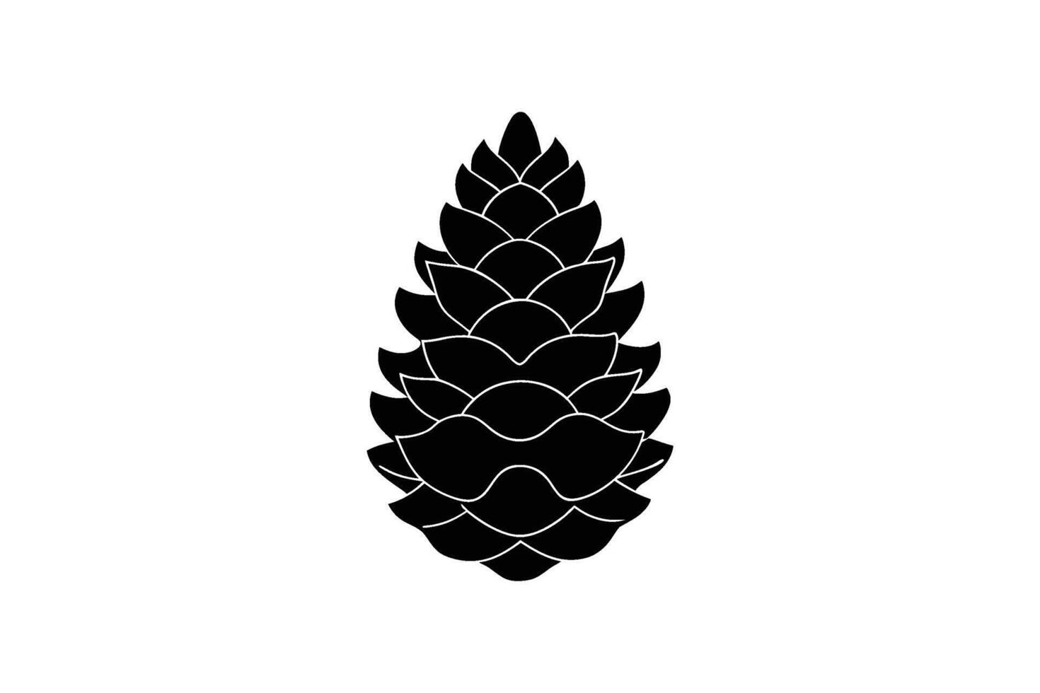 A black and white illustration of a pine cone vector
