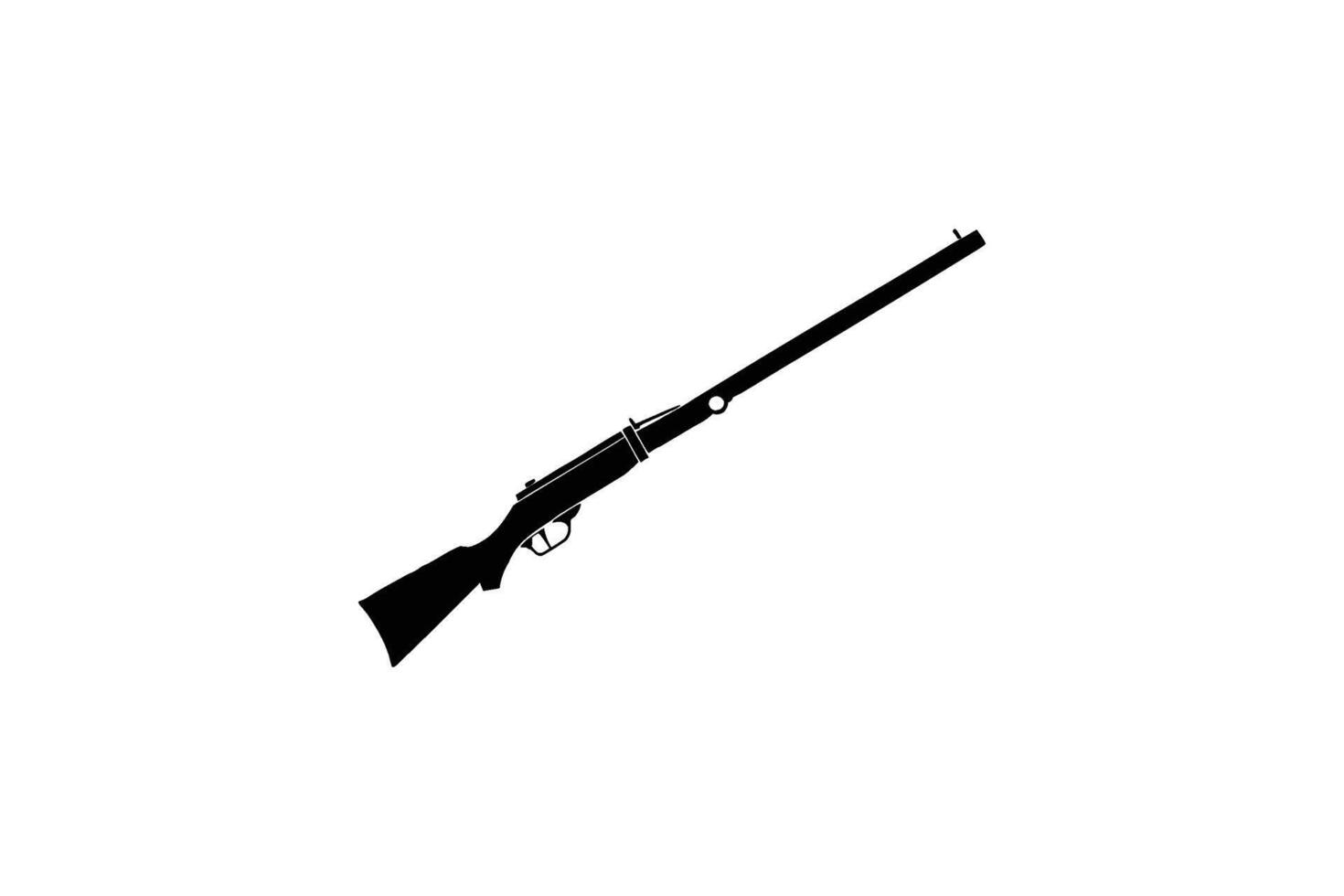A rifle is shown in a black and white silhouette vector