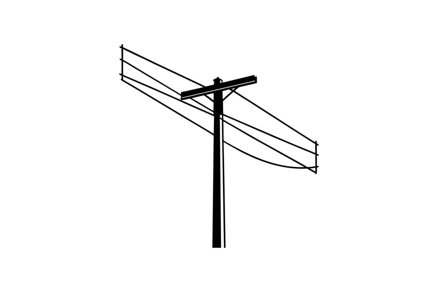 A black and white illustration of a telephone pole vector