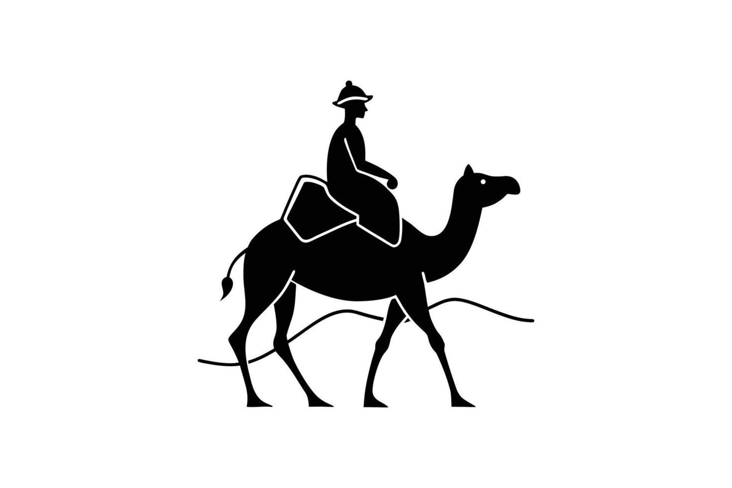 A silhouette of a man riding a camel vector