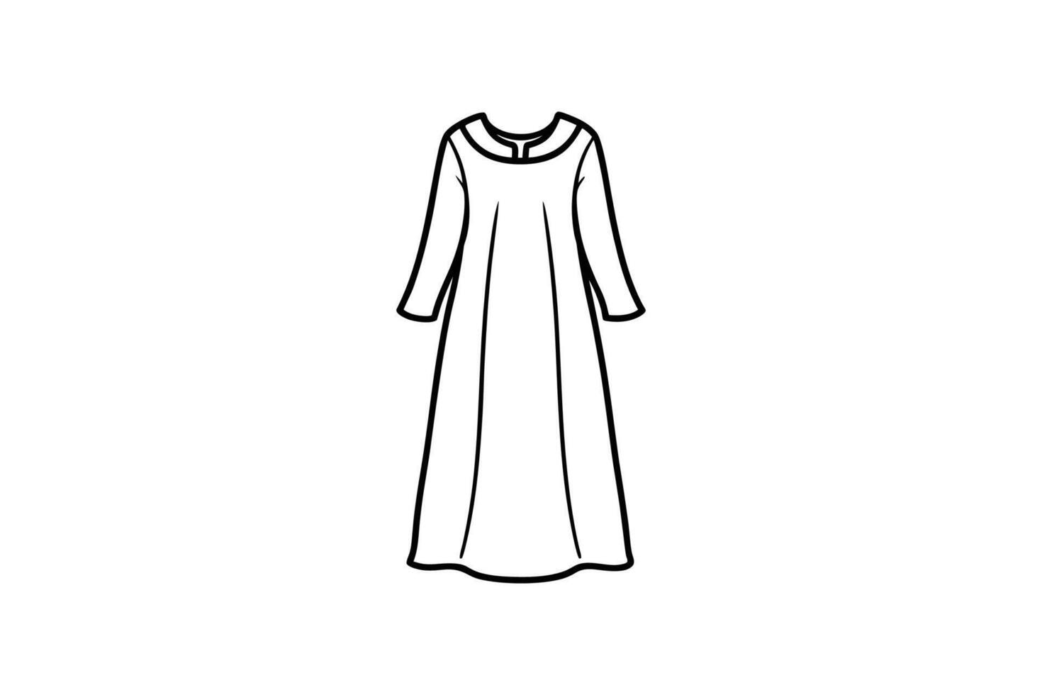 A black and white drawing of a long dress vector