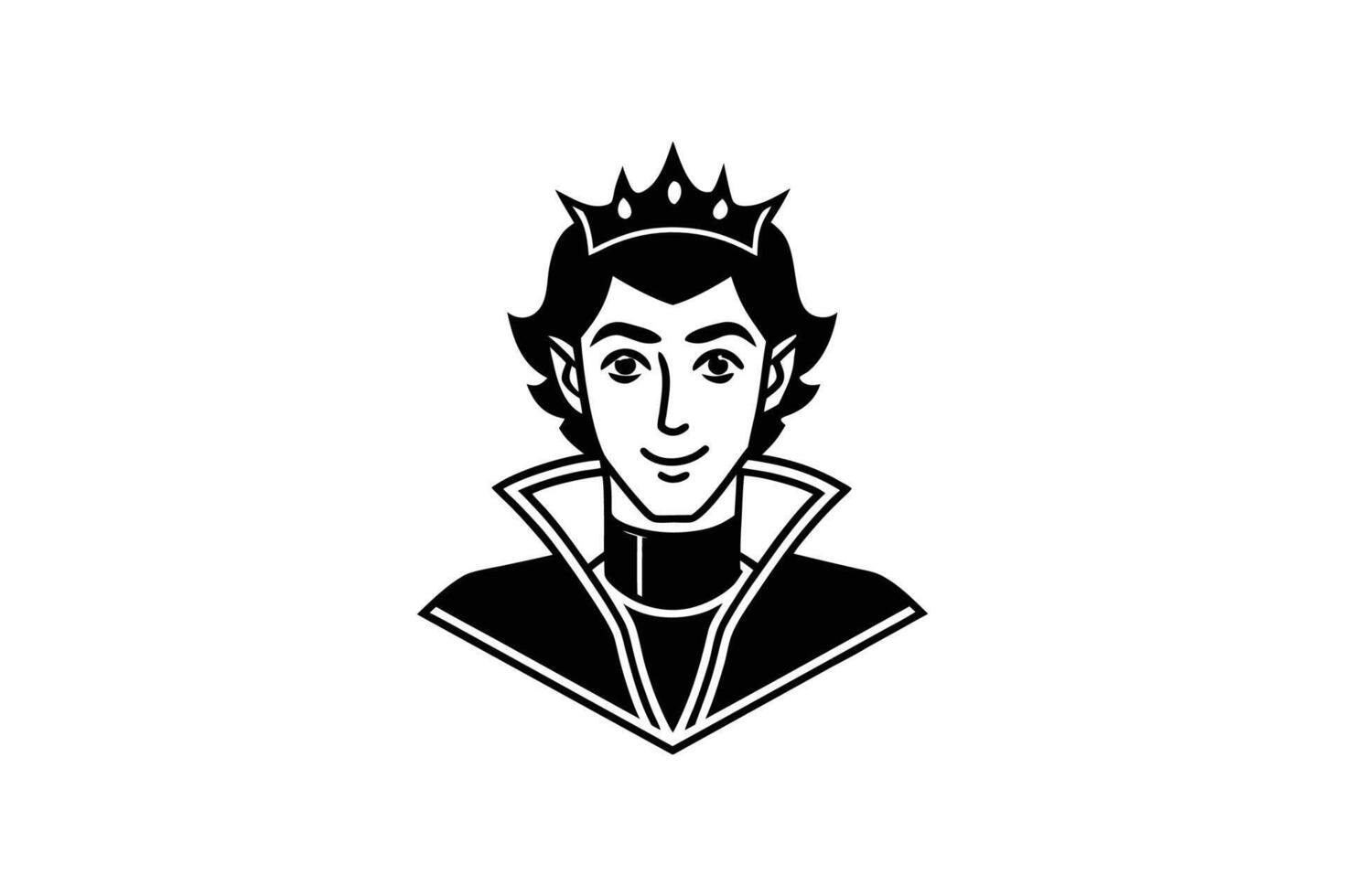 A black and white logo of a man with a crown vector
