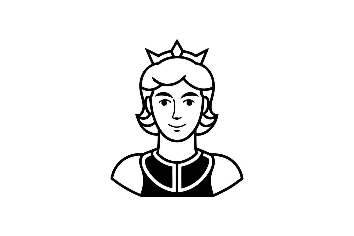 A black and white illustration of a woman with a crown vector