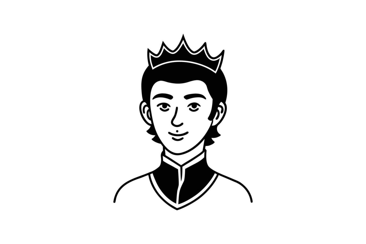A black and white illustration of a man with a crown vector