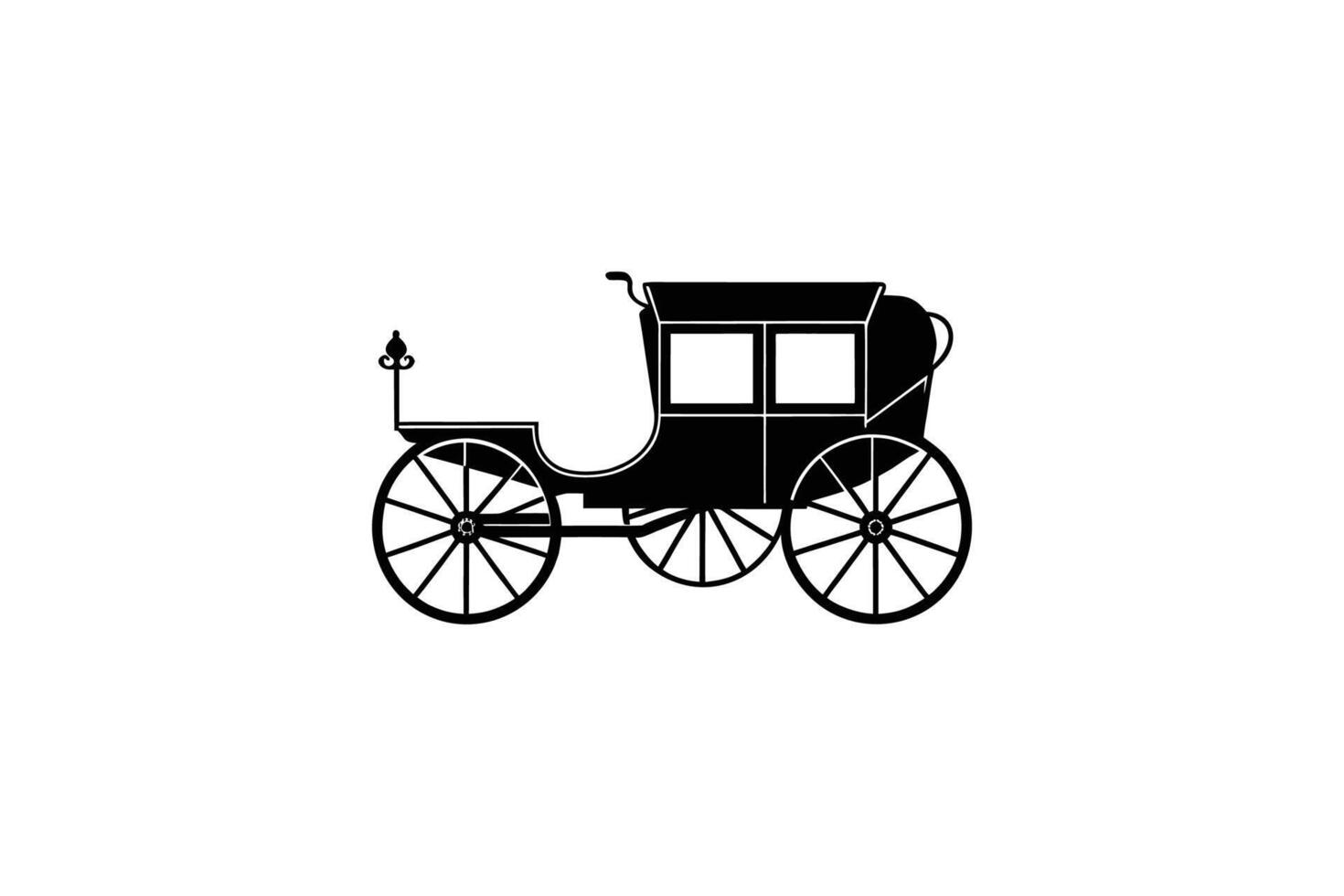 Elegant Horse Drawn Carriage Silhouette on White Background vector