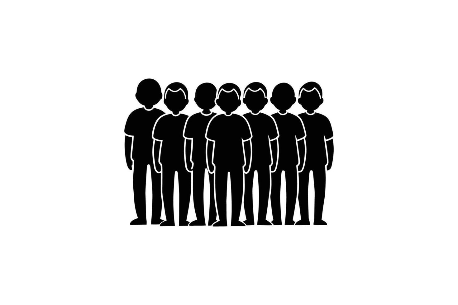 Group of People Standing Together in Silhouette Style vector