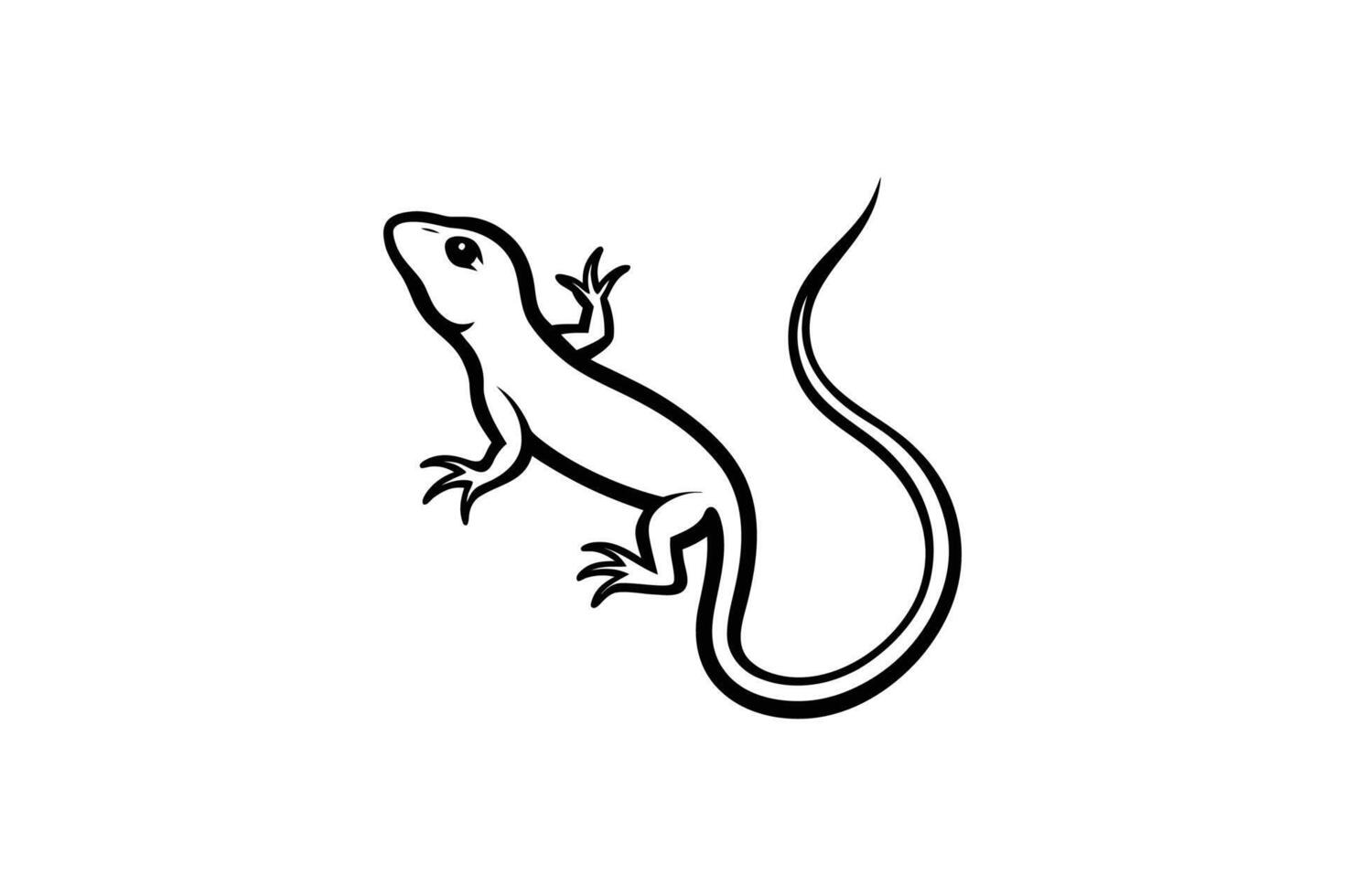 Lizard Silhouette Illustration with Thick Black Lines on White Background vector