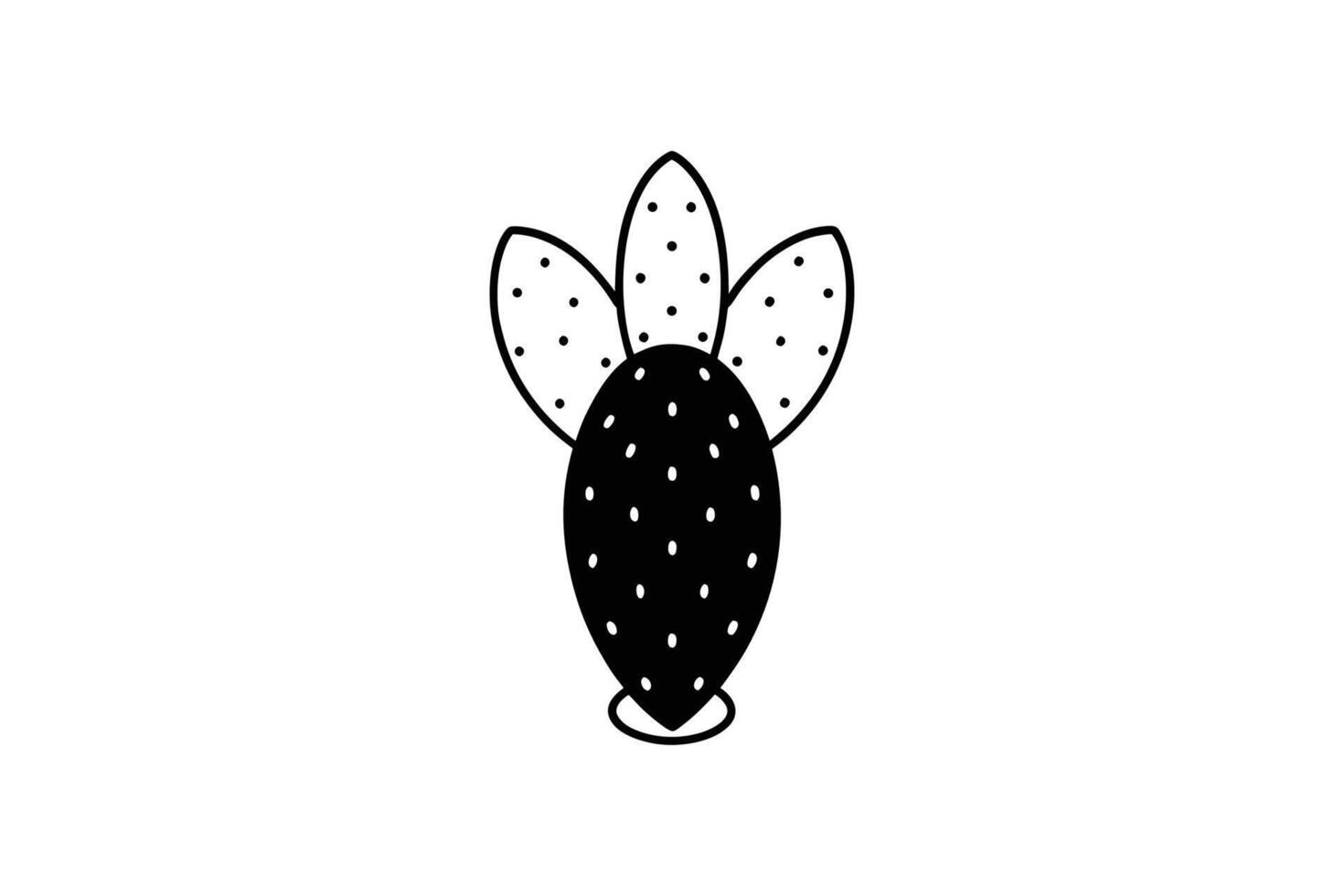 Stylized Prickly Pear Cactus with Pads Silhouette vector