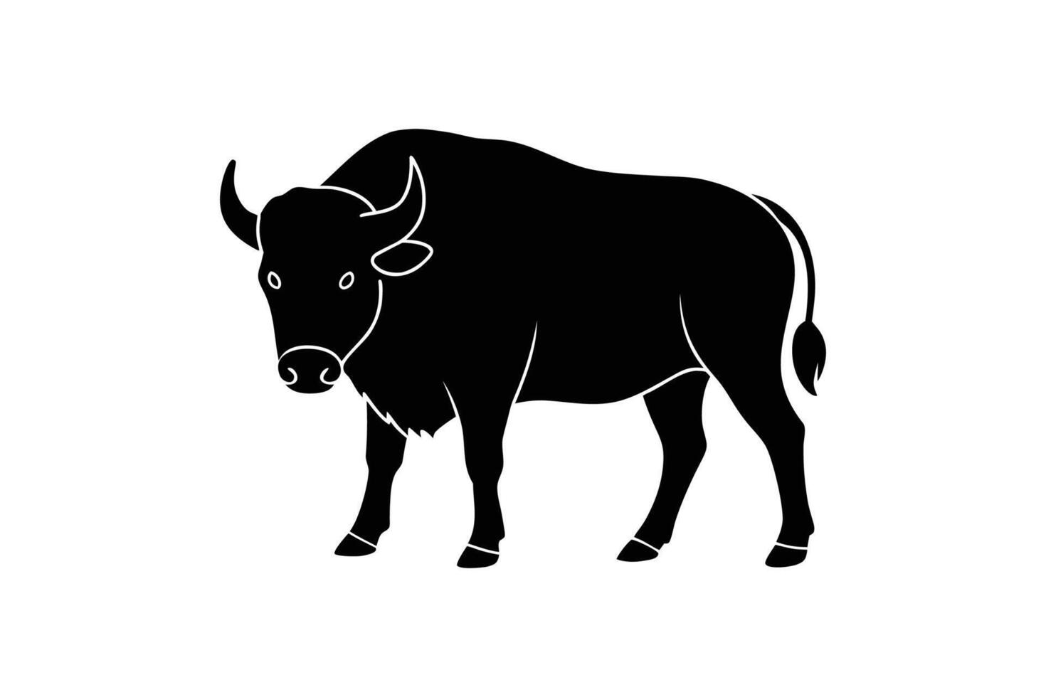 Powerful Bison Silhouette Illustration on White Background vector