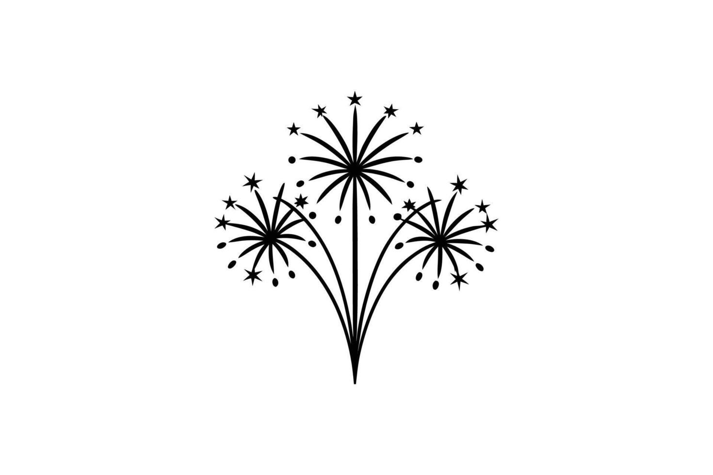 Stylized Fireworks Bursting with Stars and Dots Silhouette vector