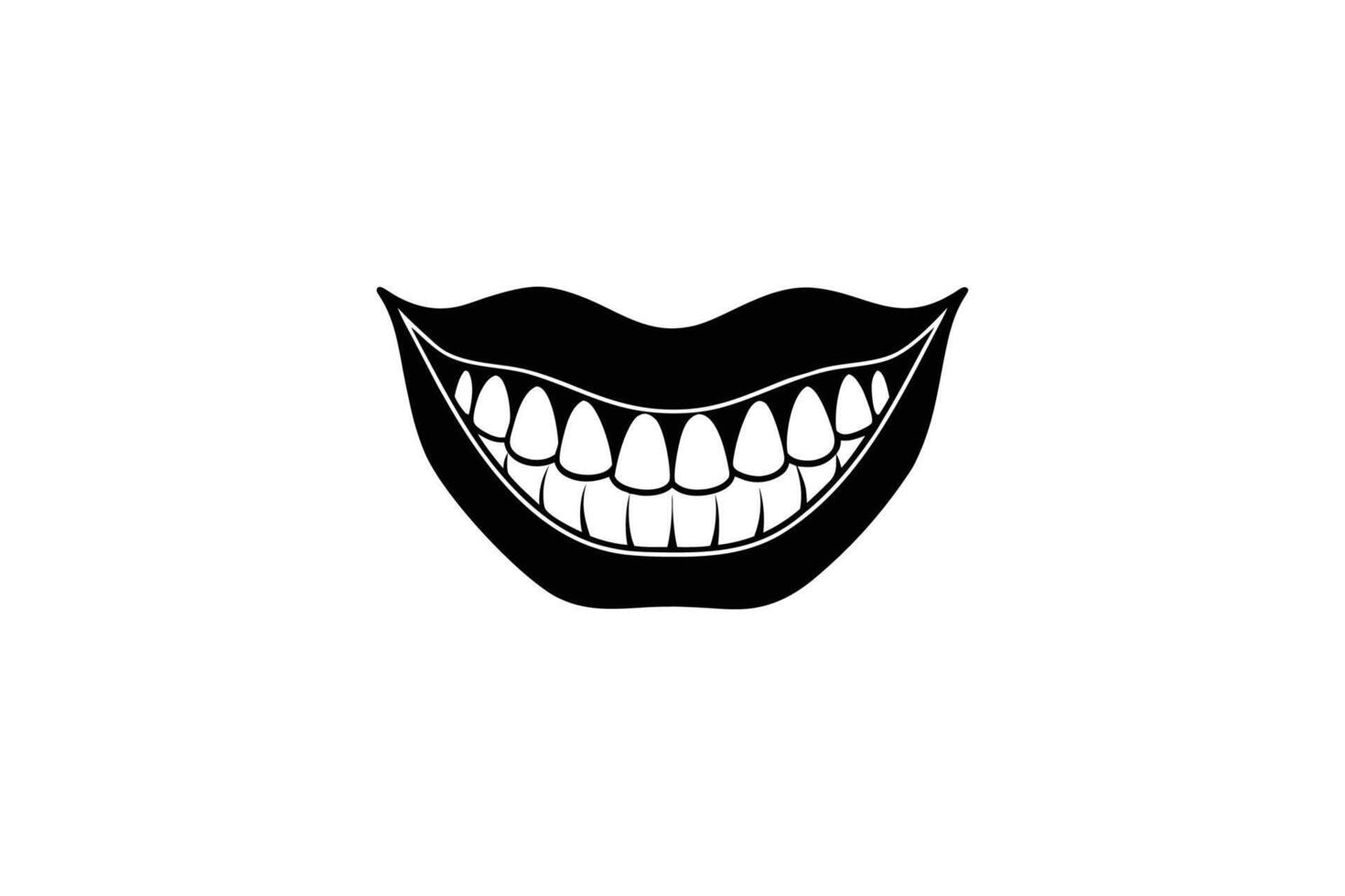 Smiling Mouth with Teeth Lips and Gums in a Black and White Silhouette Style Isolated on White Background Illustration silhouette vector