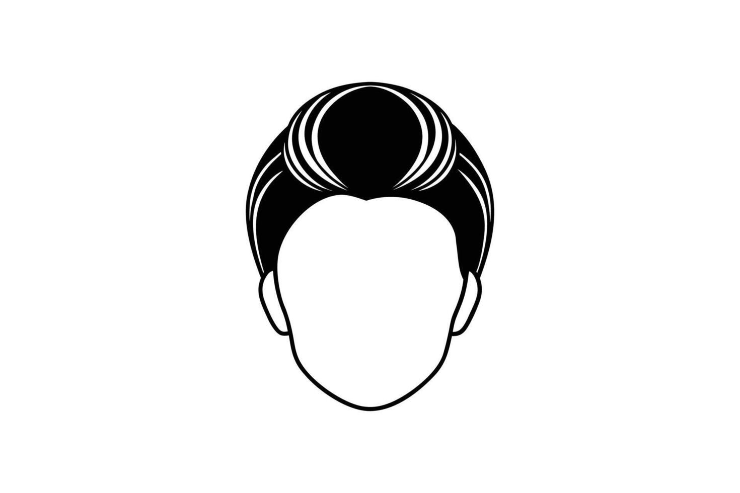 Minimalist Faceless Portrait with Pompadour Hairstyle in Bold Black and White Silhouette vector