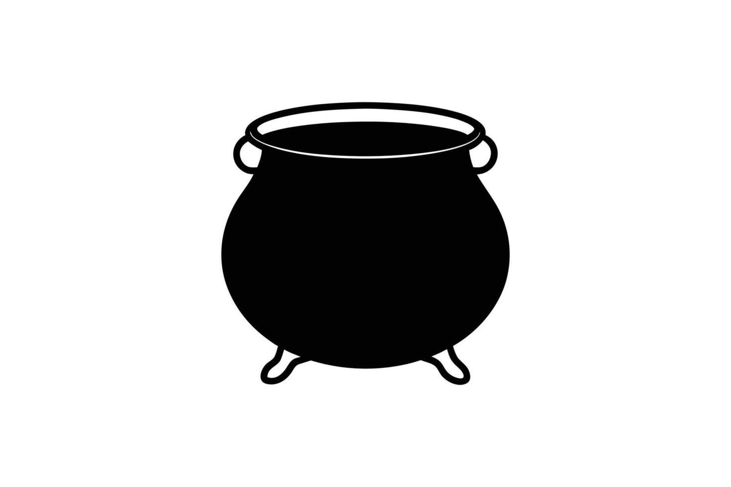 Simple Black and White Witch s Cauldron for Halloween or Spooky Themes Featuring a Clean Silhouette vector